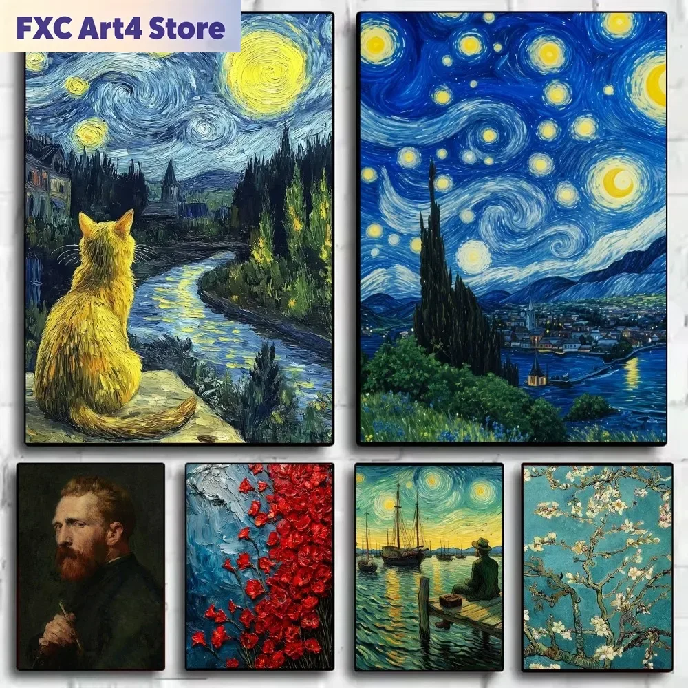 Frameless Famous Paintings Vincent Willem van Gogh Poster HD art sticky wall waterproof home living room bedroom bar aesthetic d
