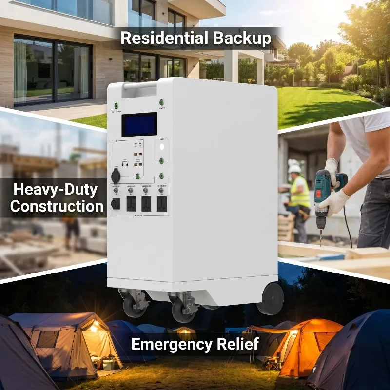 3000W 5000W 10000W Portable Emergency Power Station 5120Wh 10240Wh 14336Wh LiFePO4 Battery Mobile Solar