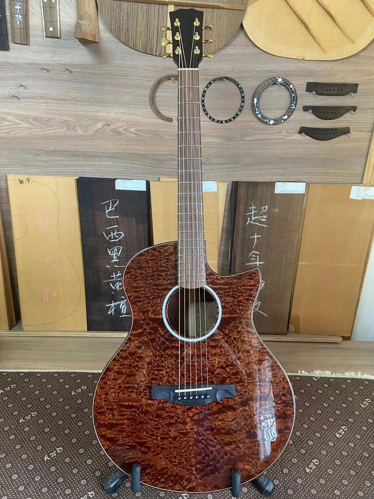 JD-920 Geake Custom All Solid Hoge kwaliteit handgemaakte sparren sapele akoestische elektrische gitaar