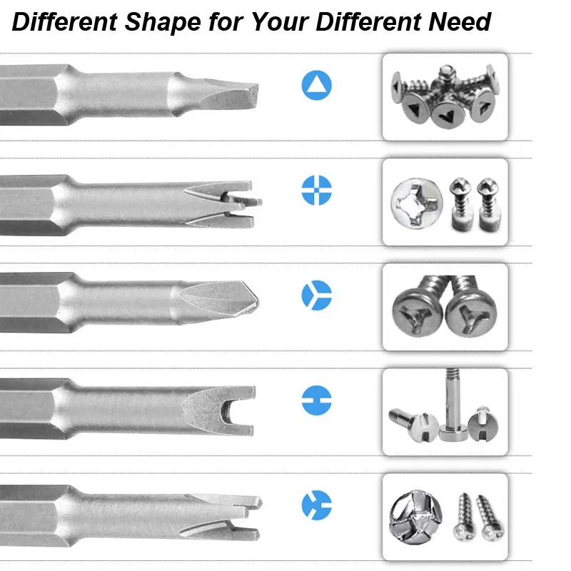 Precision Y U Shaped Triangle Screwdriver Magnetic Bit 1/4in Inner Cross Three Points Screw Driver Security Tip For Power Drill