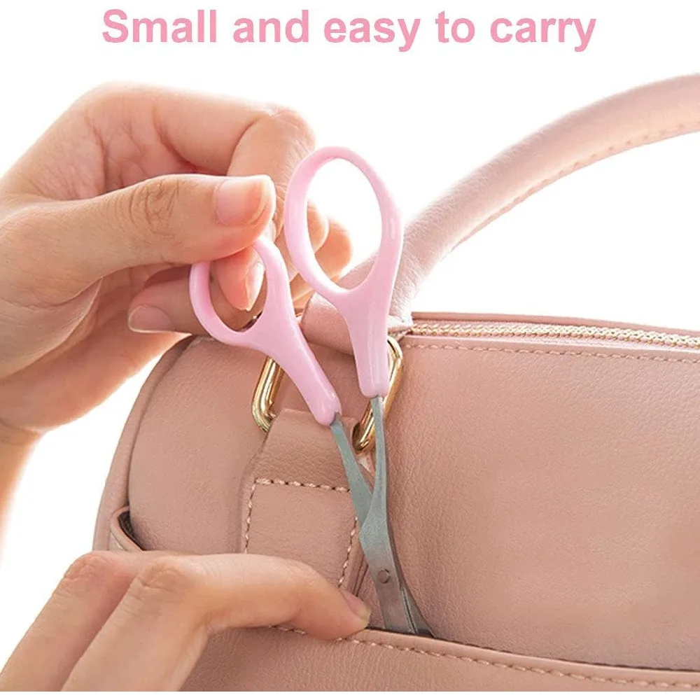 3‑Pack Eyebrow Scissors with Comb, Portable Stainless Steel Brow Trimming Scissors, Random Color Eyebrow Grooming Tool