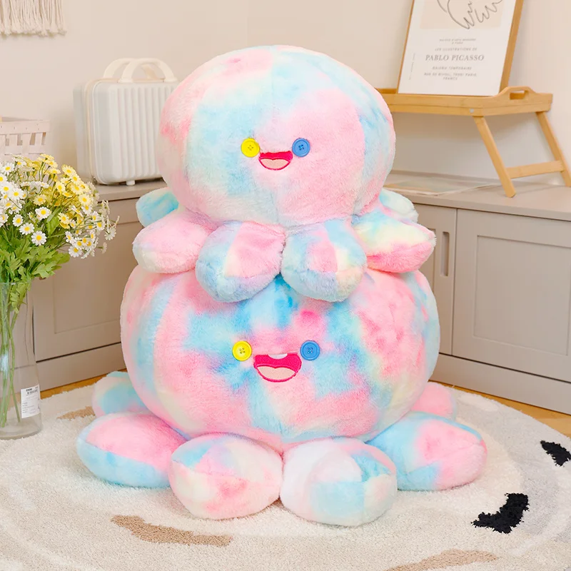 New Gradient Color Octopus Plush Toys Soft Stuffed Chubby Octopus Doll Cozy Cartoon Animal Throw Pillow Lovely Home Decor