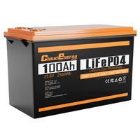 Cloudenergy 24V 100Ah LiFePO4 Battery Pack, 2560Wh Energy, 6000+ Cycles, Built-in 100A BMS, Support in Series/Parallel