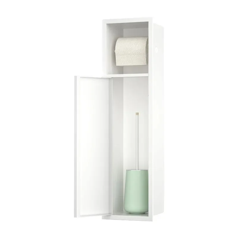 2025 hot sale Invisible brushed stainless steel 304 embedded toilet brush holder bathroom niche toilet paper storage