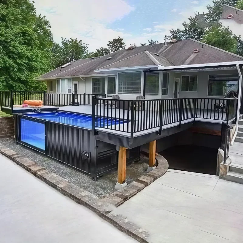 

China Discount Professional Big Fiberglass Pools Swimming Outdoor Container 12 48 in Container Swimming Pool 40 Feet