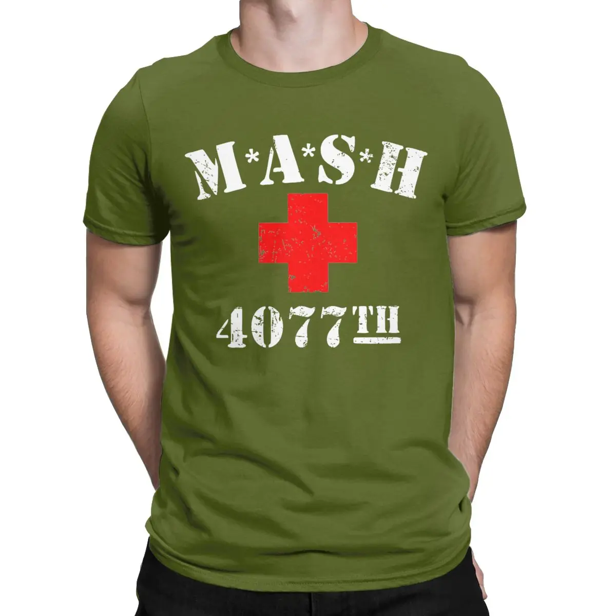 Men T-Shirts Mash 4077 TV Show Vintage Pure Cotton Tees Short Sleeve T Shirts Round Neck Clothes Classic