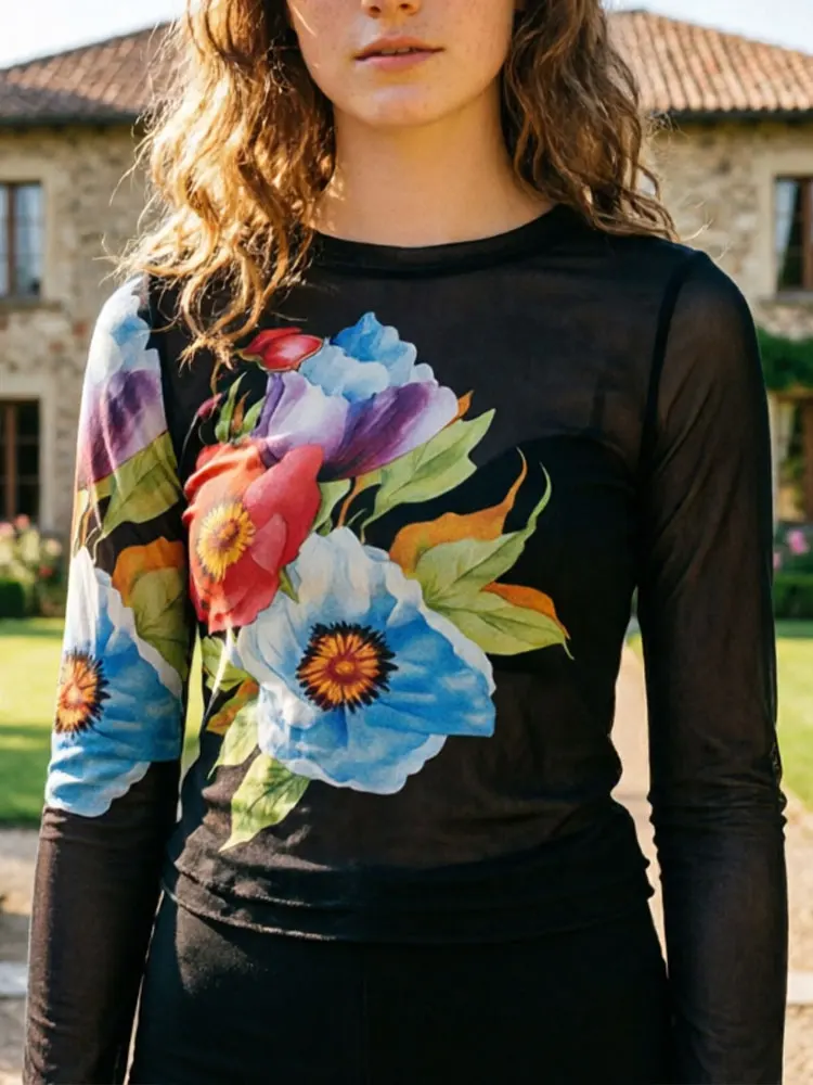 Spring New Comfortable Breathable Long Sleeve T-Shirt Fashionable Street Style Print Casual Versatile Slim Lady Arrival T-shirt