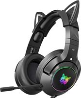 ONIKUMA K9 Gaming Headset with Removable Cat Ears,with Surround Sound, RGB Backlight & Noise Canceling Retractable Microphone