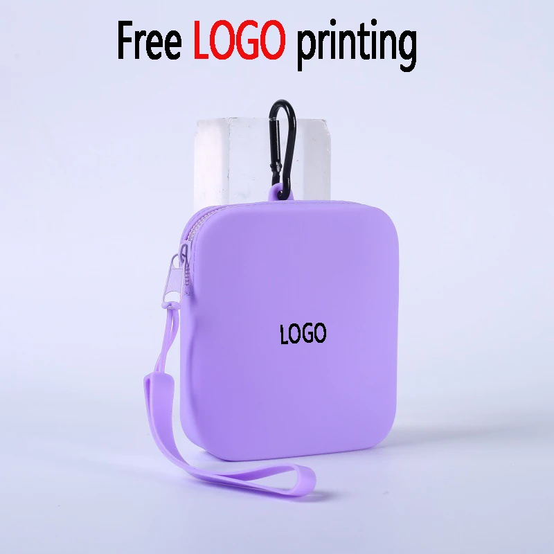 Silicone coin purse multifunctional large capacity storage bag with lifting rope for free name printing, makeup bag, coin purse