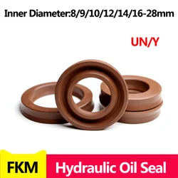 FKM UN/Y-type Radial Shaft Hydraulic Seal (IDxODxTHK), ID 8-28MM, Fluorine Rubber Shaft Piston Rod Single Lip U-Shaped Cup