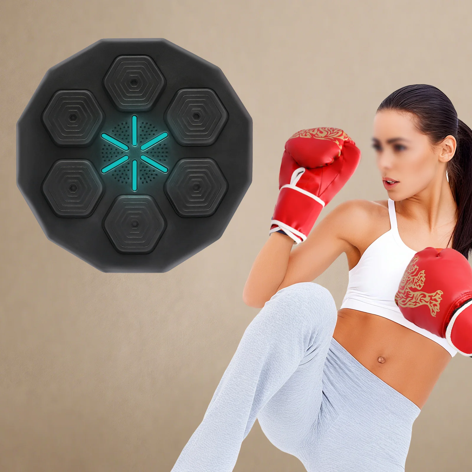 1 Set Music Boxing Machine, Wall-Mounted Led Light Boxing Equipment with Bluetooth Boxing Gloves for Home Gym Training