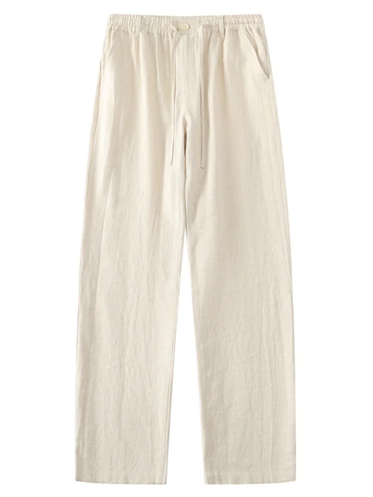 

High-End Linen Men's Summer Thin Casual Pants Straight Cotton Linen Men's Summer Pants Breathable Lightweight Straight Leg Tr...