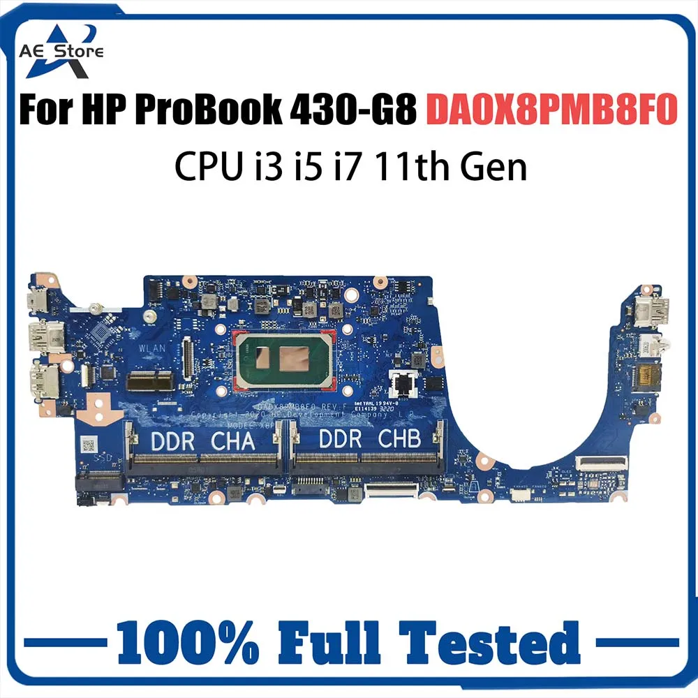 Notebook Mainboard For HP ProBook 430 G8 DA0X8PMB8F0 Laptop Motherboard With CPU I3 I5 I7 11th Gen 100% Tested OK