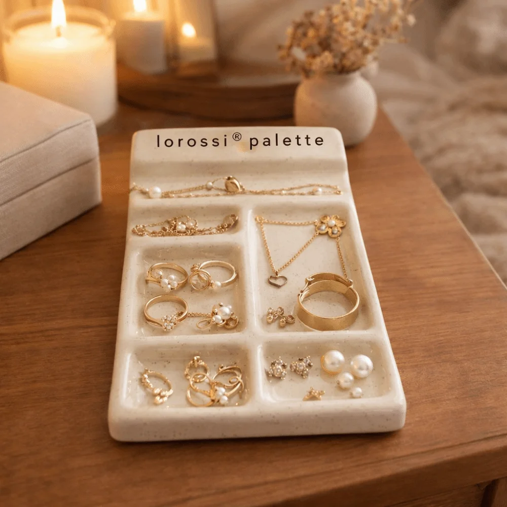 Portable Ceramic Paint Palette Smooth Stain Resistant Color Mixing Palette with Brush Holder Nail Polish Palette Makeup Mixing