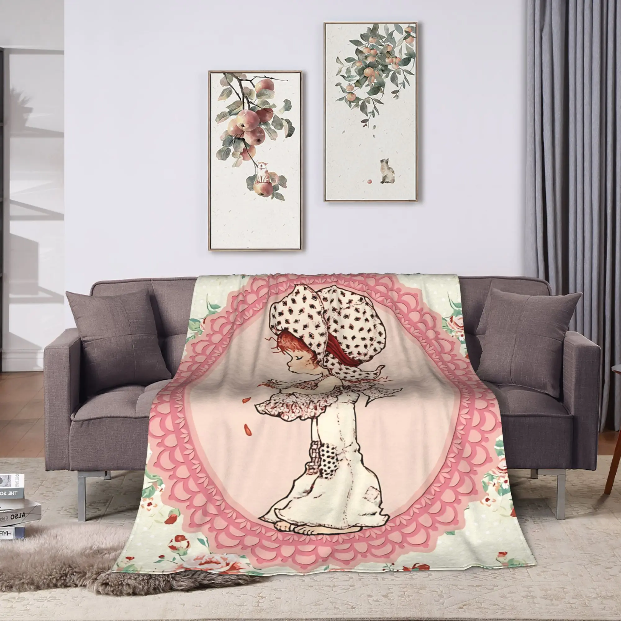 Girl Sarah Kay with flower Blanket Quality Super Warm  Throw Blanket Spring Decorative Bedroom Aesthetic Bedspread