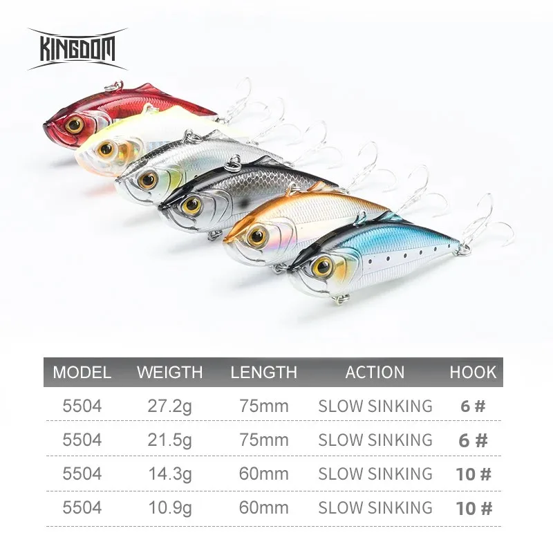 Kingdom VIB Fishing Lures Sinking Artificial Bait Good Action Wobblers Lure 60mm 75mm Fishing Swim Hard Baits for Ice Fishing