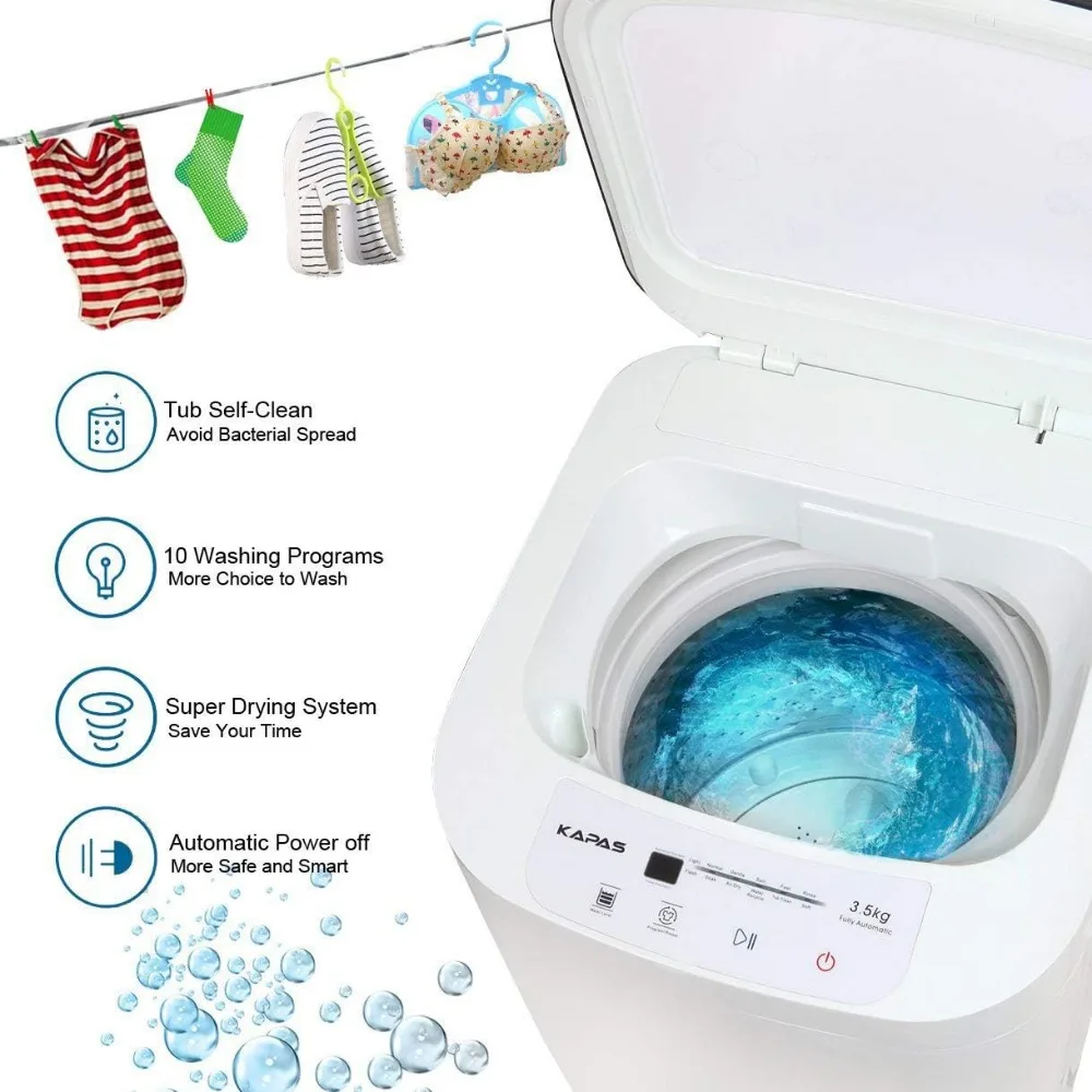 upgraded compact washing machine, fully automatic 2-in-1 washer and spin dryer machine build-in pump top load tub washer