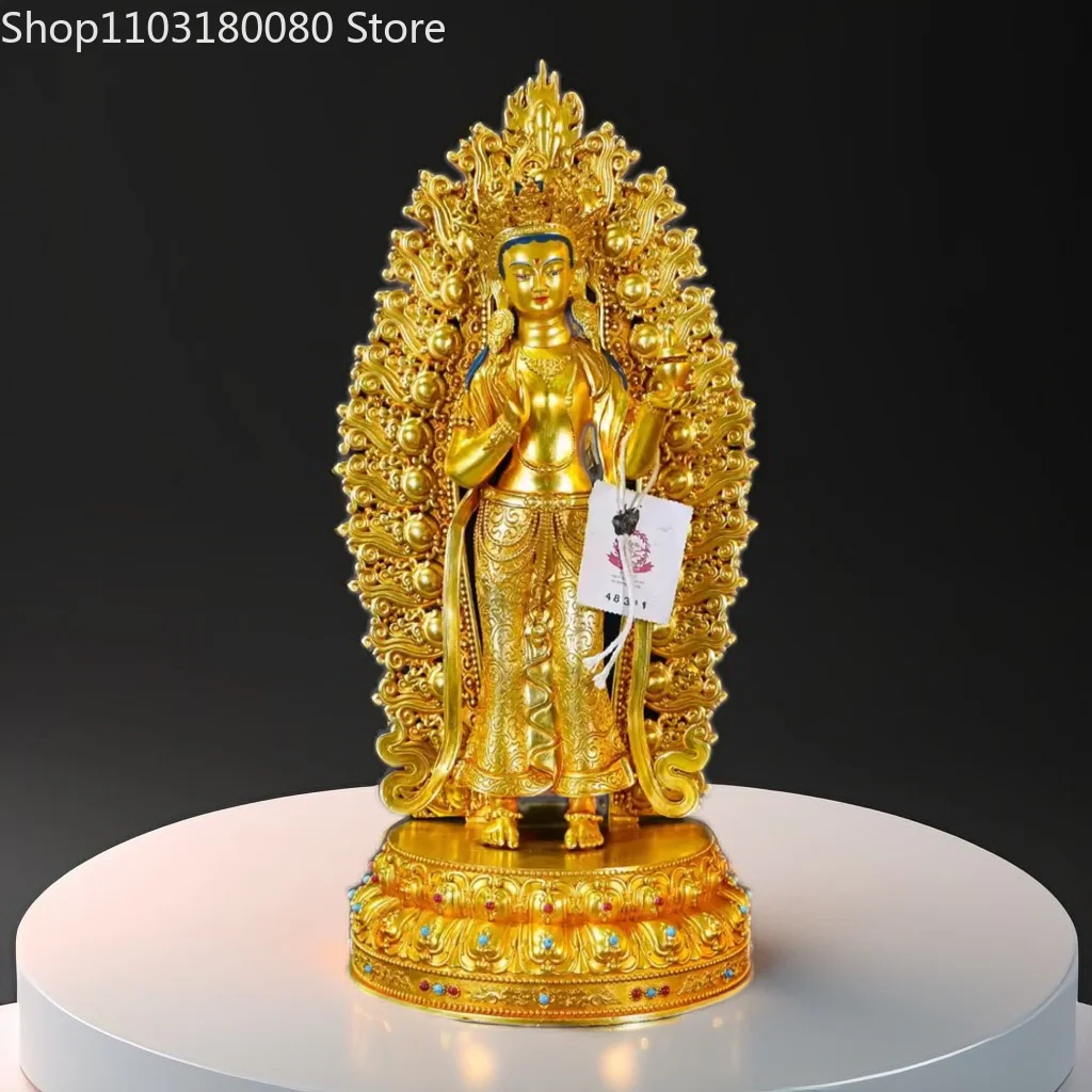 32cm Copper gilding Mandalam buddha statue Tibet buddhism  sculpture Large size For Home Temple