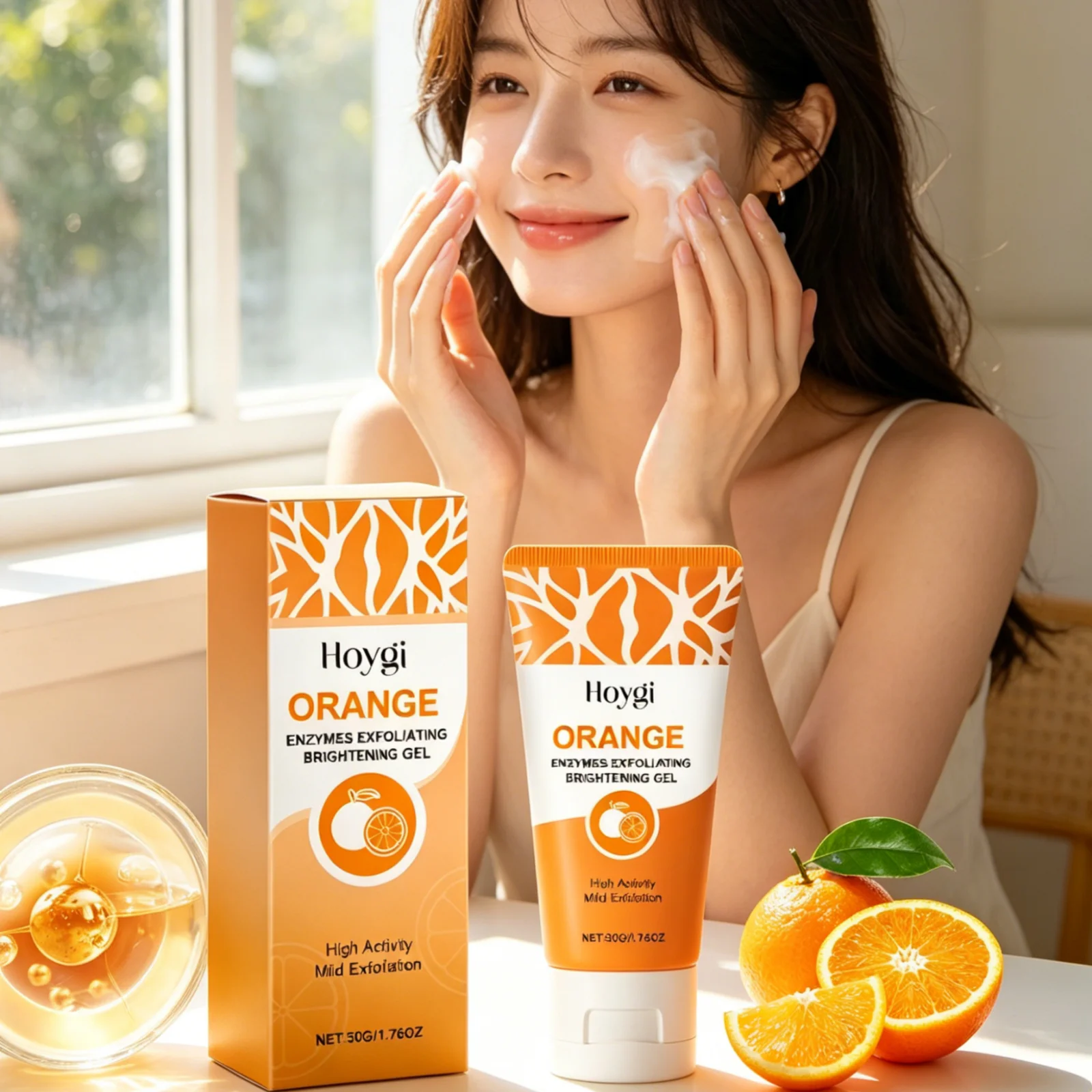 Hoygi Enzymes Exfoliating Brightening Gel Orange Oil Control Dead Skin Remove Unclog Pores Gentle Formula Facial Cleansing Gel