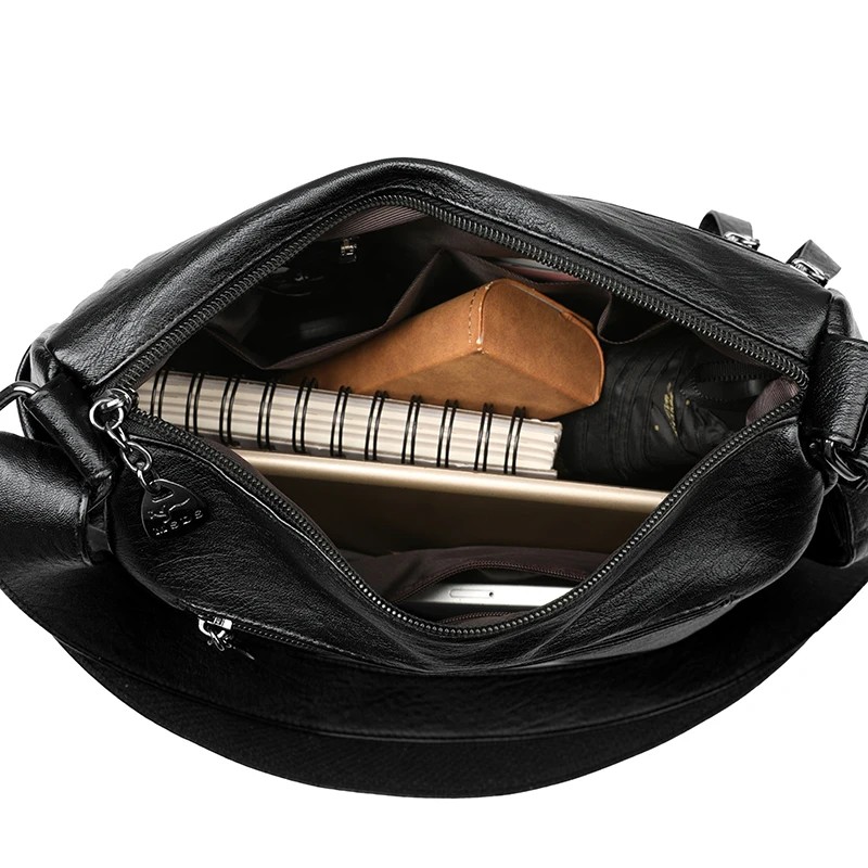 Kangaroo Soft Leather Crossbody Bags for Women Vintage Multi-pocket Shoulder Bags Designer Ladies Casual Messenger Sac A Main