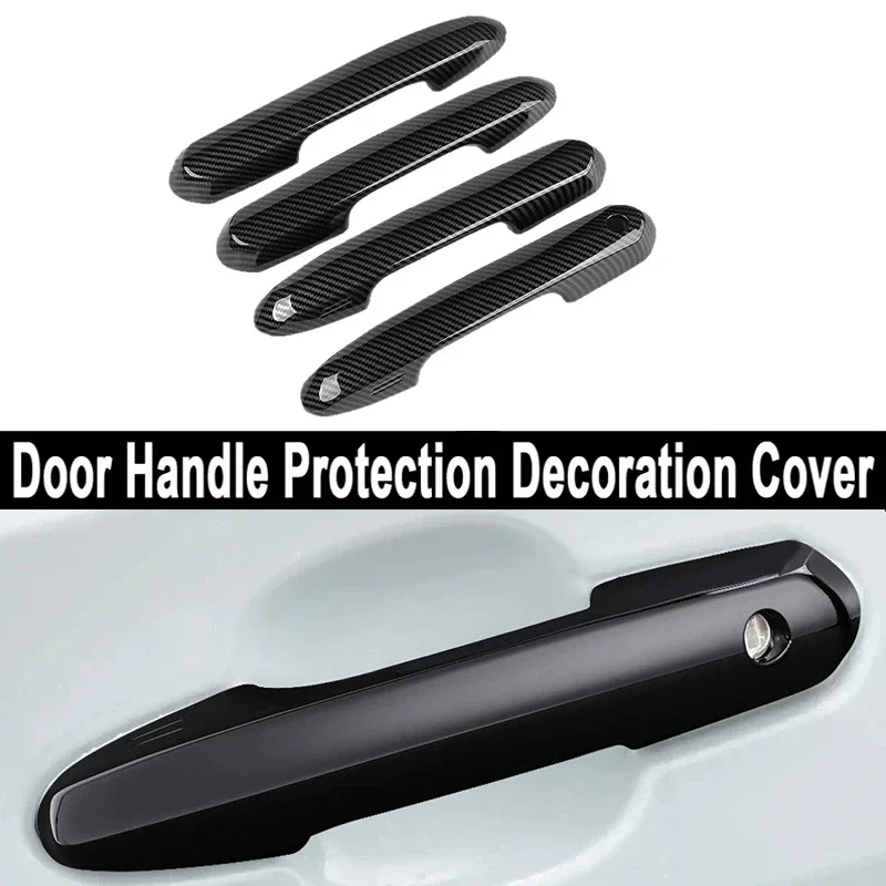

4pcs Carbon Fiber Chrome Car Door Handle Cover Scratch Protective Accessories For Toyota Highlander Crown Kluger RAV4 Wildlander
