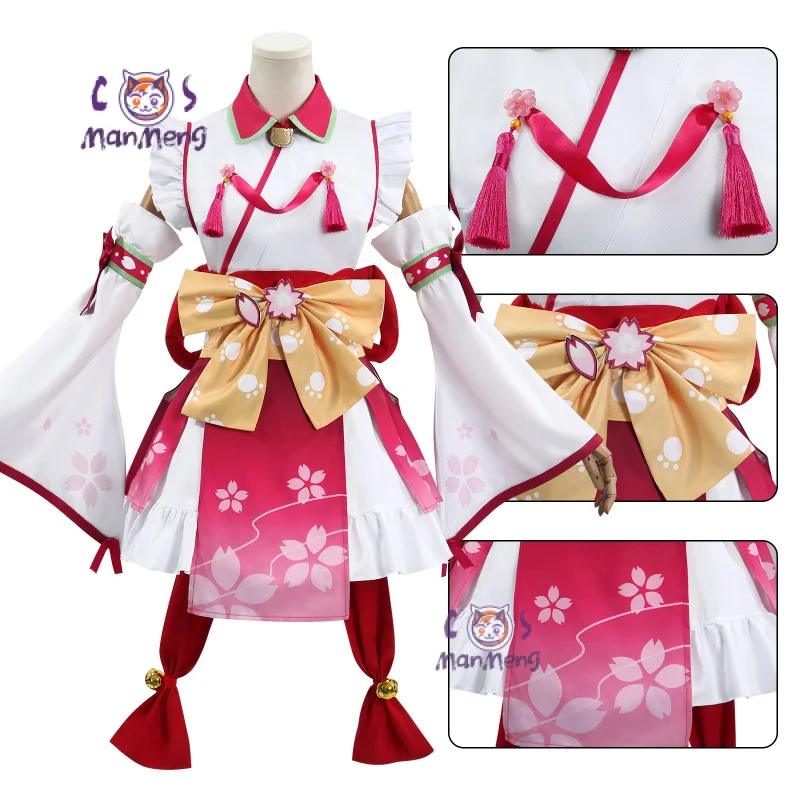 Hololive Miko Virtual Cosplay VTuber Sakura Miko Kostüm Sexy Lolita Dienstmädchen Kleid Perücke Requisite Set Mädchen Party Weihnachtsgeschenk Elite