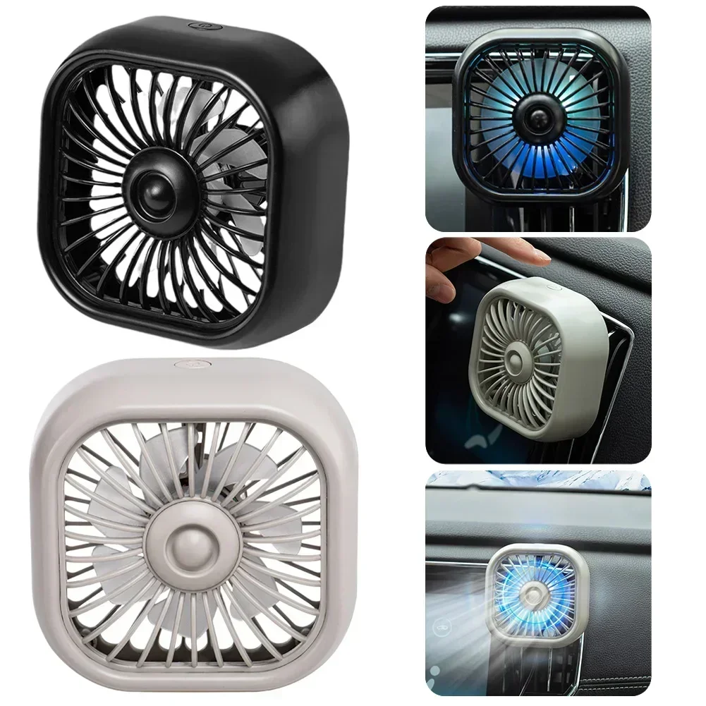 

Portable Car Air Outlet USB Fan Creative Low Noise Powerful Cooler 3-Speed ​​Adjustable Car Mini Fan with Light for Truck CarSUV
