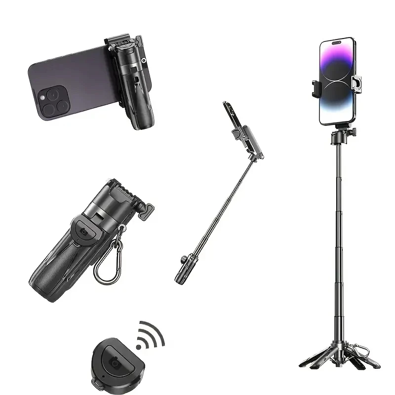 16 Zoll ausziehbares Selfie-Stick-Stativ, ausgestattet mit kabelloser Fernbedienung, 360° °   Drehbare Halterung, Ein-Klick-Entriegelung, leichtgewichtig