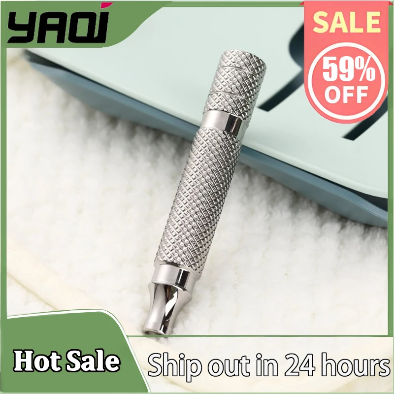

YAQI Polished Titanium Men Safety Razor Handle for Men - 84mm Length, 13.2mm Grip, 42g Weight