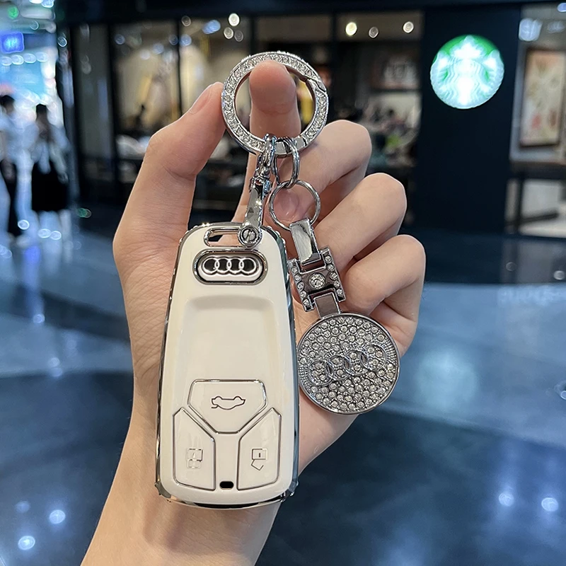 أودي سبائك الزنك A4 B9، A5، A6L، A6، S4، S5، S7، 8W، Q، 4MQ5، TTS، RS نمط سيارة رياضية TPU غطاء حماية لمفتاح السيارة عن بعد #3