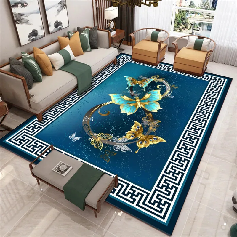 VIKAMA Light Luxury New Chinese Style Carpet, Living Room Sofa Cushion, Easy to Maintain, Bedroom Study Carpet, Home Decoration