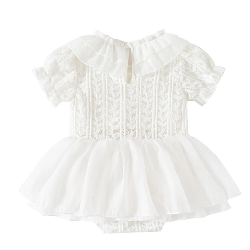 2026 New Summer 0-24M Children Clothes Infant Baby Girls Bodysuits Short sleeved cotton mesh splicing Toddler Baby Girls Jumpsui