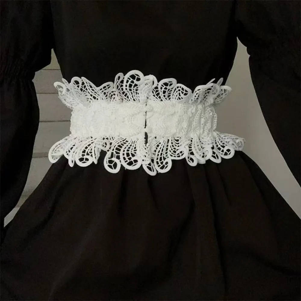 Luxury Solid Color Lace Cummerbunds Hollow Tie Rope Corset Belt Slimming Waistband Wide Waist Corset Wedding