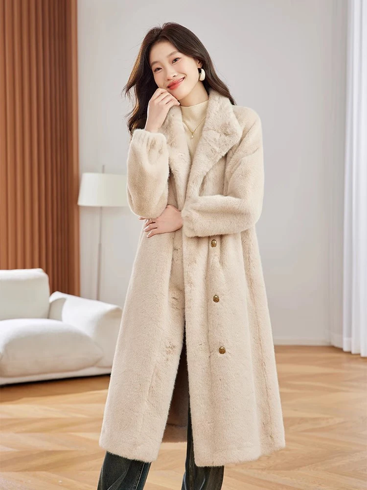 New Women Autumn Winter Thick Overcoat Fashion Stand Collar Single Breasted Wide-waisted Long Coat Casual Loose Warm Coat