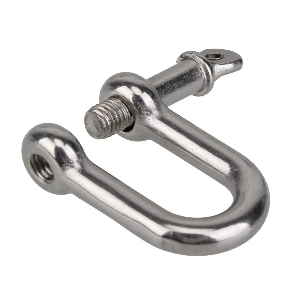 Aço inoxidável Lifting Towing Bow, Profundo D Link Rigging Grilhões, Marinha, Manilha de alta qualidade com ferramentas de pinos roscados, 5mm - 10mm