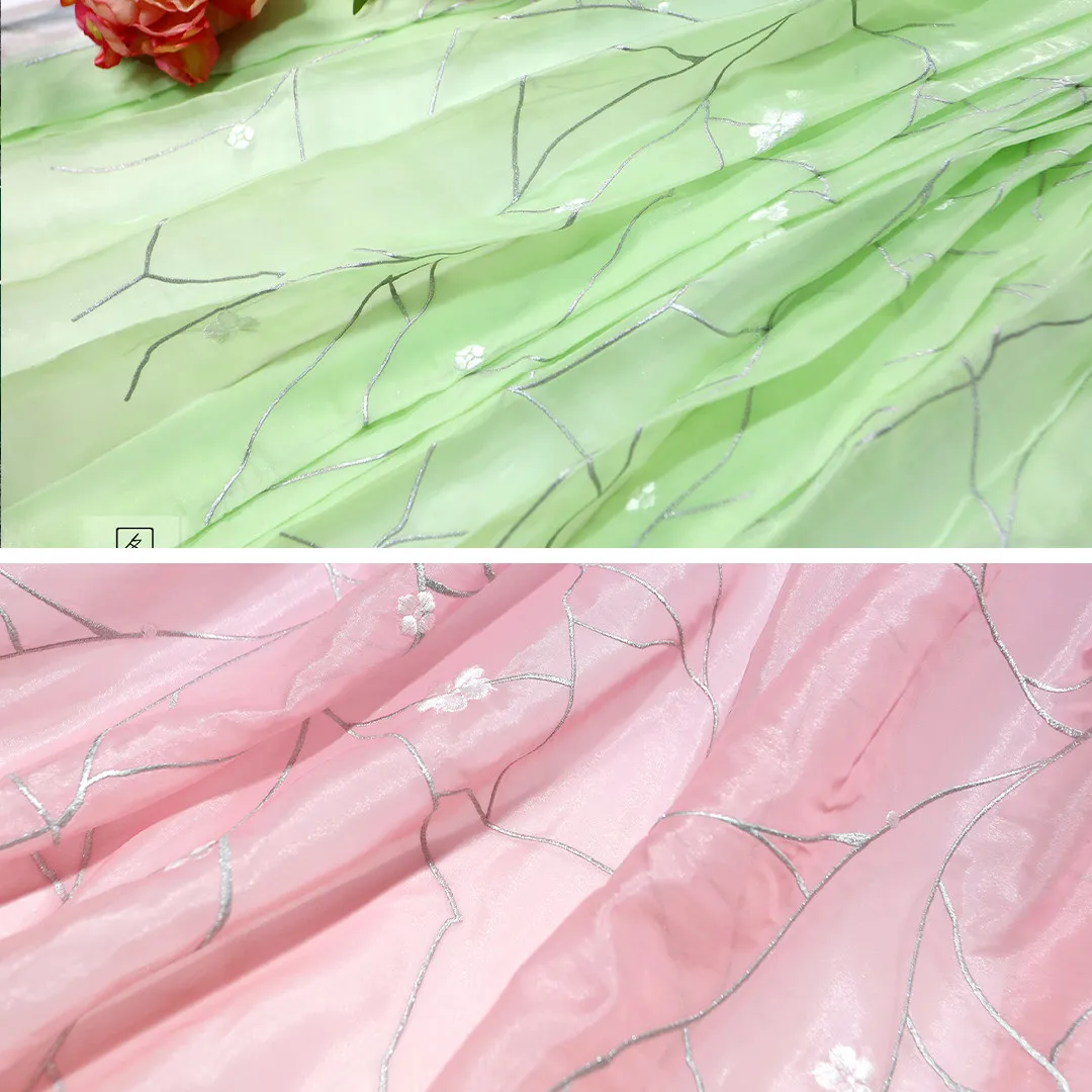 Designer Cloth Prunus Mume Embroidered Cloth Guofeng Jacket and Dress Heavy Industry Gradient Hanfu Fabric