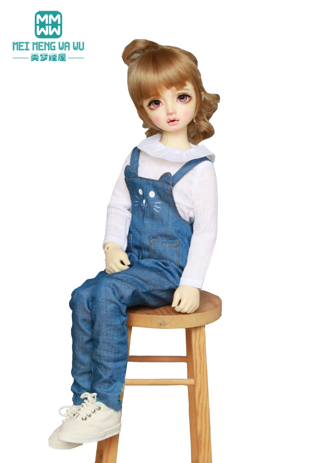 

Fits 43cm 1/4 BJD Doll Clothes MSD Joint smart Doll Fashionable denim bib pink, denim blue Girl Gifts