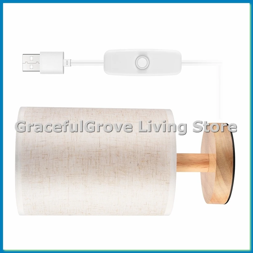 

DC5V Круглая прикроватная настольная лампа, тумбочка с тканевым абажуром и массивом дерева для спальни, гостиной, современного офиса-ABFB