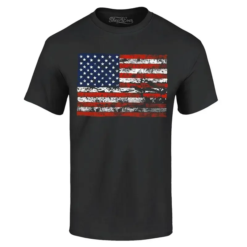 Distressed American Flag Horizontal T-shirt Patriotic Shirts