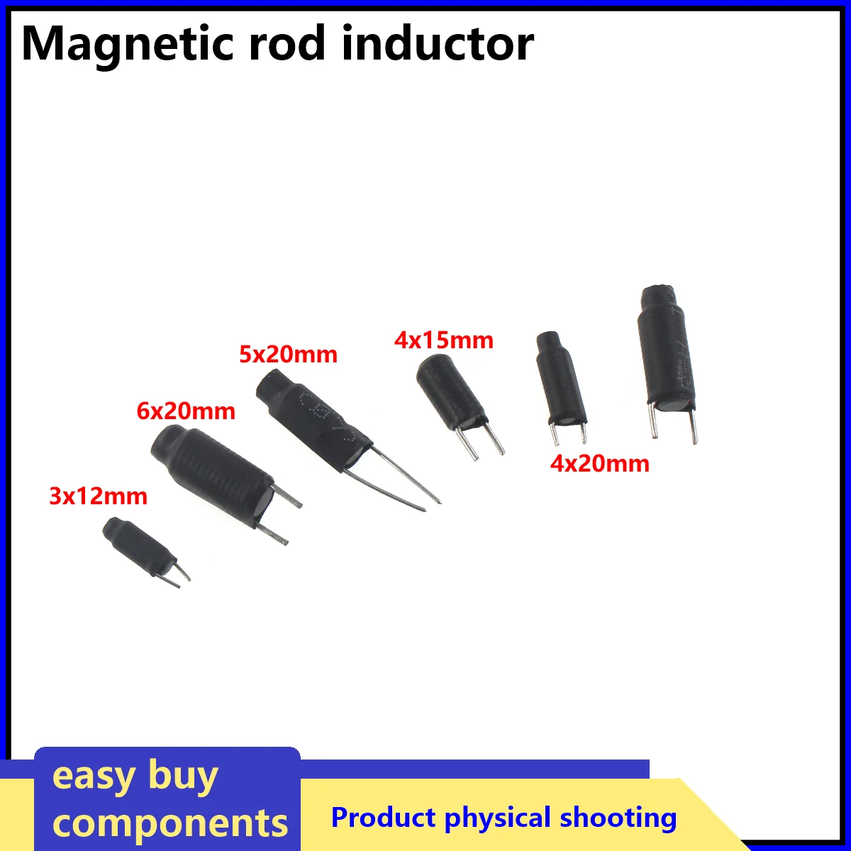 5Pcs Magnetic Rod Inductance Coil Rod Inductors For DC Filtering 3X15 3X12 4X15 4X20 6X20 1UH 1.5UH 2.2UH 3.3UH 4.7UH 8UH 10UH