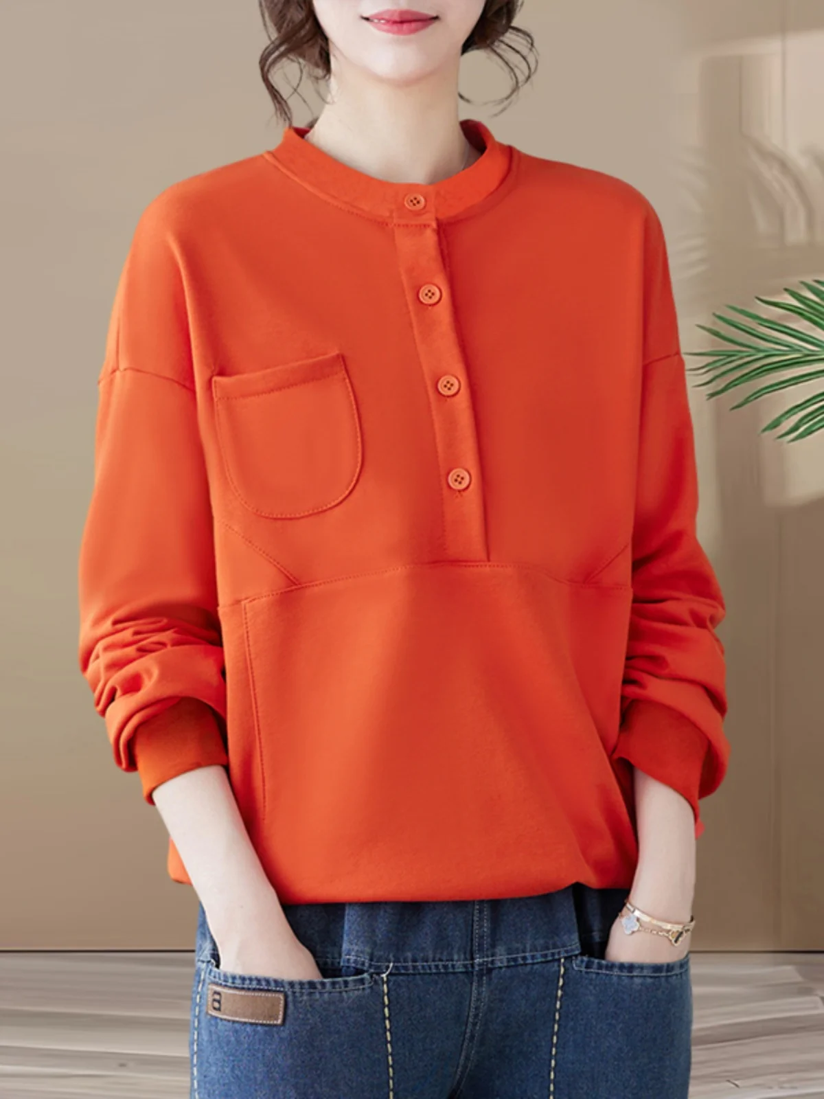 

Модная женская толстовка с длинным рукавом, базовый слой одежды, футболка, весенне-осенняя модная одежда для мам среднего и старшего возраста