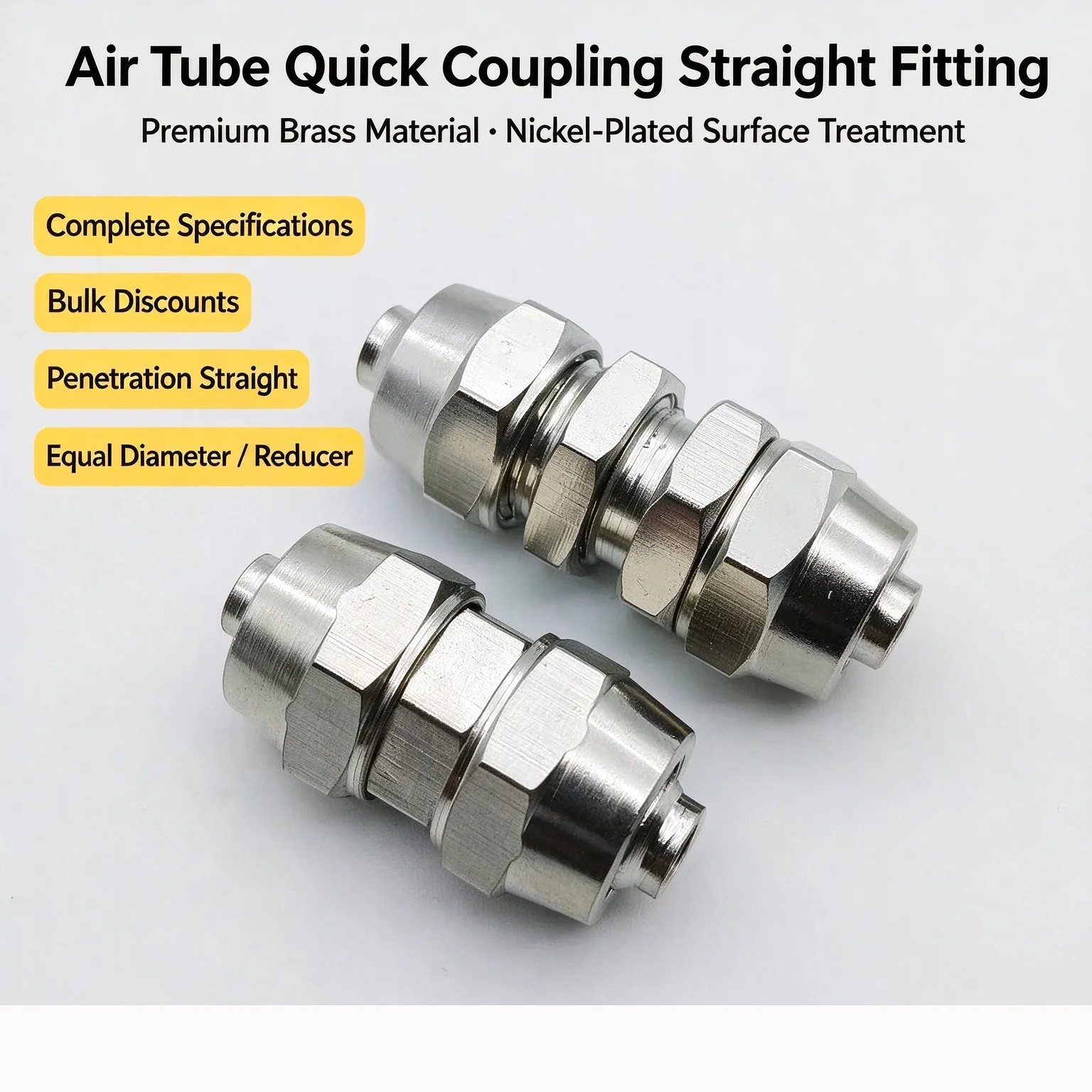 Pneumatic Fast Twist Fittings Air Hose Connectors 6mm 8mm 10mm Straight Push into Quick Screw Connector Copper Nickel Plated