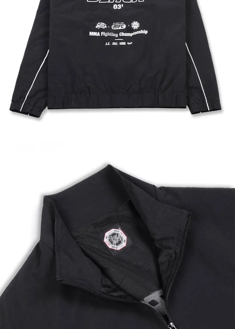 Jinx Team Schwarze Jacke Unisex Windjacke Sportmantel Männer Frauen Lose Track Activewear Langarm Top Stickerei Y2k Outer – Detail 3