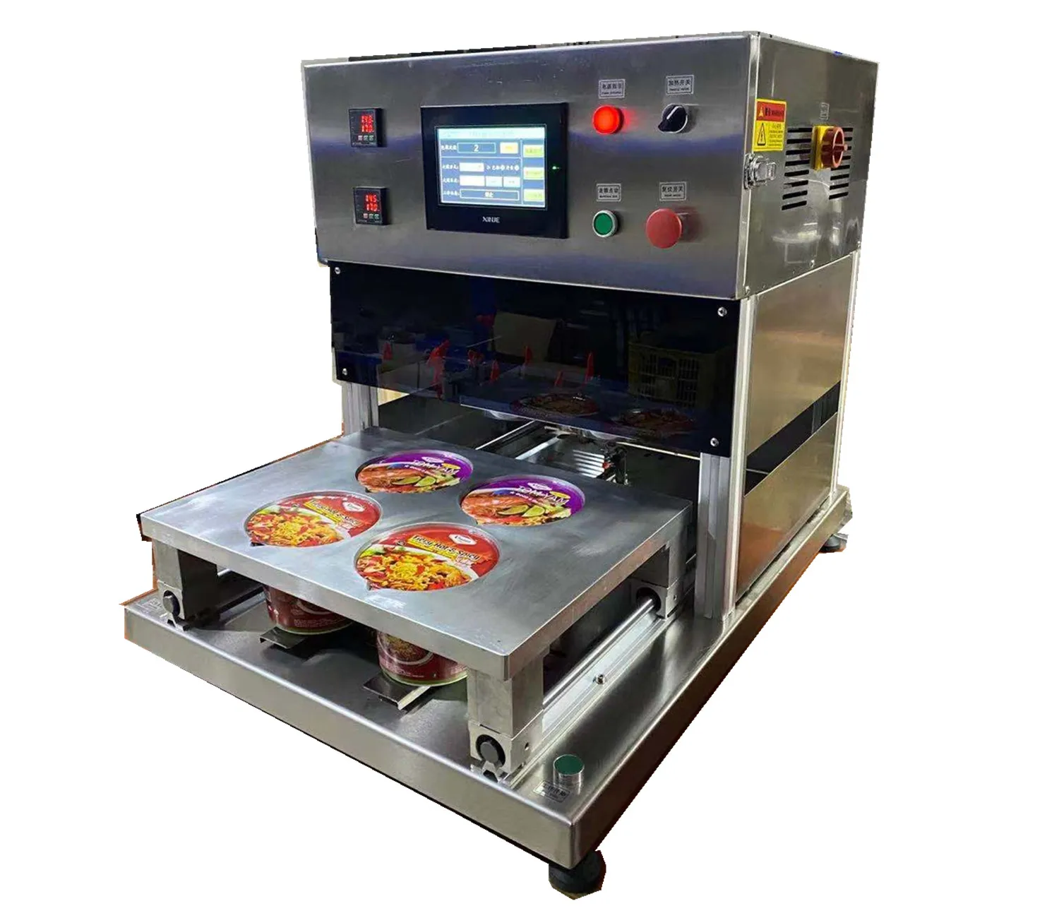 Factory Stainless Steel Instant Noodles Heat Sealing Machine Automatic For Aluminum Bowl Cup Container Paper Film Foil Lid