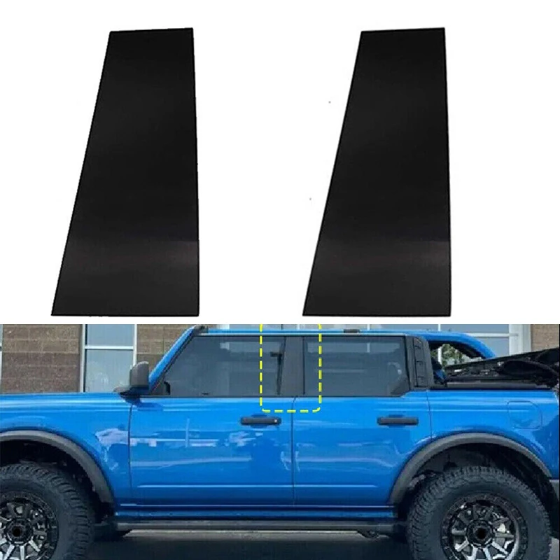 

Подходит для Ford Bronco 4-Door 2021 2022 2023 пара глянцевых черных столбов отделка двери окна Наклейка Обложка стикеры аксессуары