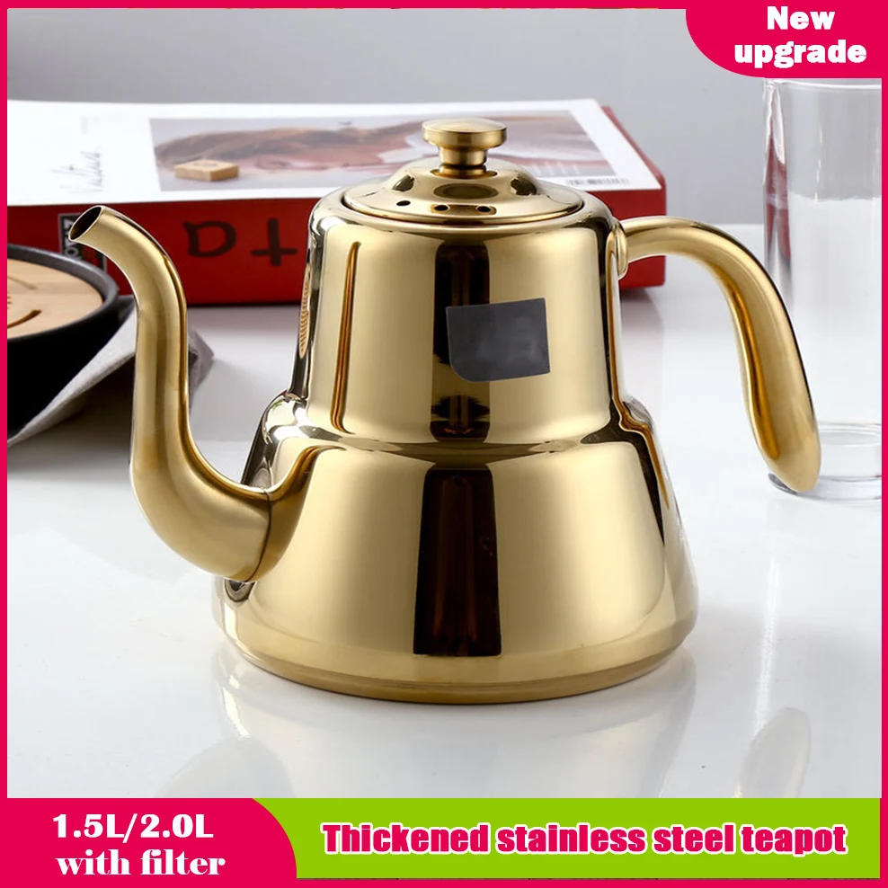 1.5L/2.0L Stainless Steel Teapot Restaurant Household Tea Infuser With Tea Strainer Kettle For Induction Cooker Flower Tea Pot