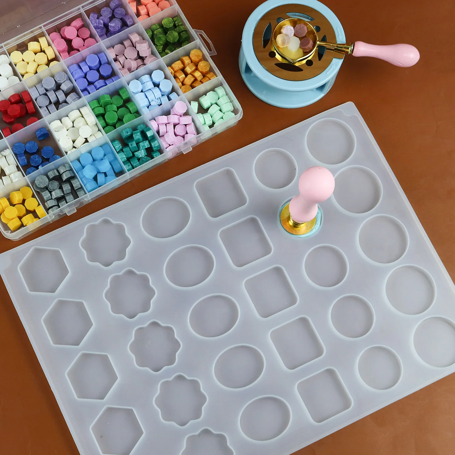 Diy 1 peça 30 até mesmo selo geométrico selo de cera envelope molde de silicone molde de cozimento de biscoito de chocolate