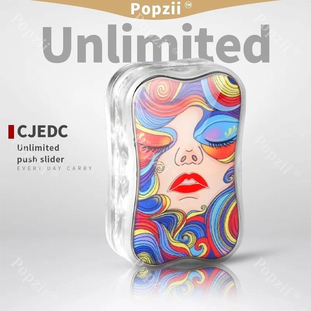 CJEDC Rainbow Girl's Unlimited Push Slider Adults Stress Relief Toy Fingertip Tricks EDC Flips Decompression Toy