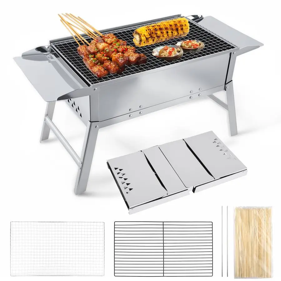 

Складной компактный мангал для кемпинга, барбекю на углях для кемпинга, двора, балкона, пляжа, путешествий, отдыха на природе