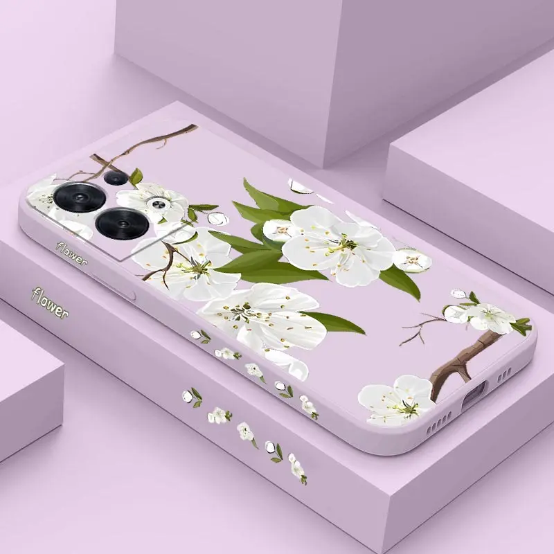 Pure Flower Silicone Phone Case For OPPO Reno 8Pro 8T 8 10 10Pro 10ProPlus 7 7Z 7Lite 6Z 6ProPlus 6 6Lite 5Lite 5F 5 4 4Z Cover